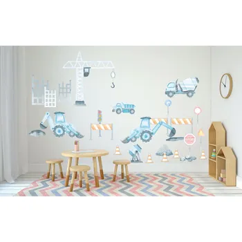 Samolepící dekorace Samolepka na zeď Stavební auta - M