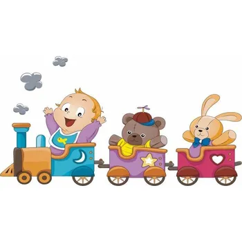 Samolepící dekorace Veselý vláček hračky samolepka na zeď - S
