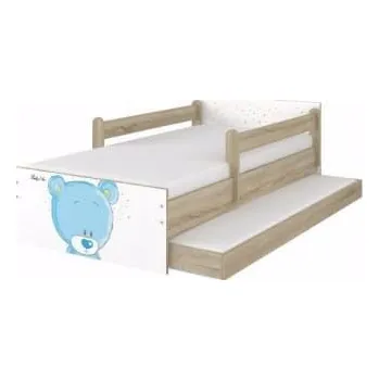Dětská postel Dětská postel Max Modrý Medvídek 160x80 cm - HNĚDÁ - Bez zábran a bez šuplíku