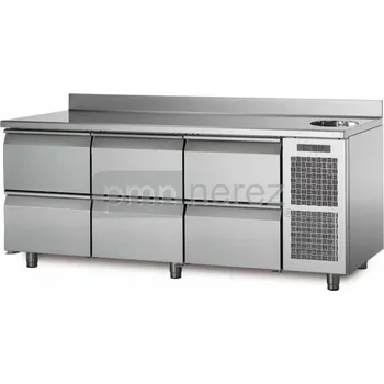 Dílenský stůl Chladící stůl Coldline TA17/6MS (6x zásuvka, dřez / 1780 mm)