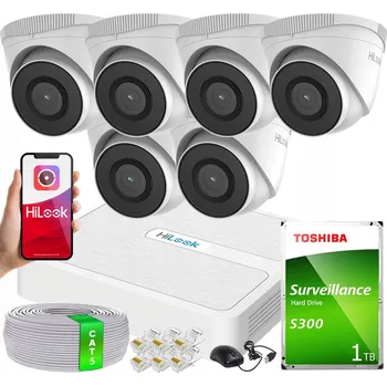 Bezpečnostní kamera Sada IP monitoringu: 6 kamer 5Mpx, 8kanálový PoE rekordér, aplikace Hikvision