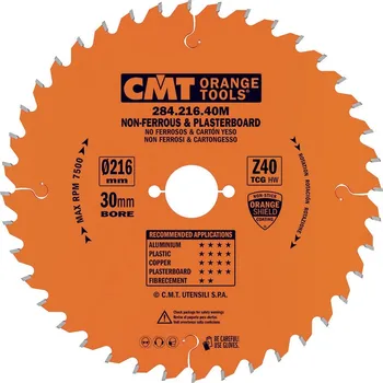 Pilový kotouč CMT Orange Tools CMT Orange Pilový kotouč na neželezné kovy a plasty - D216x2,6 d30 Z40 HW