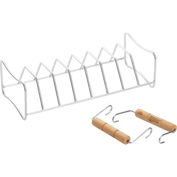 Příslušenství pro gril GRILLMEISTER Grilovací stojan na kuře/žebírka / Forma na hamburgery / Sada na marinování / Poklop na hamburgery (grilovací stojan na žebírka)