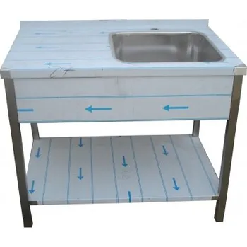 Dílenský stůl PMN - Výroba nerezového zařízení s.r.o. Nerezový stůl mycí s dřezem a policí 1000 x 700 x 900 mm (dřez 500 x 500 x 300 mm)