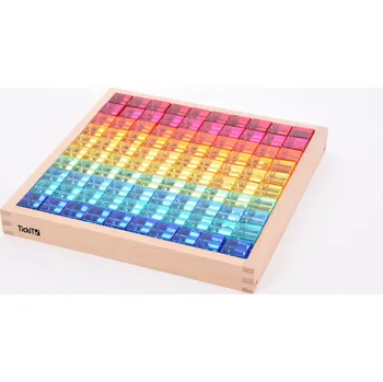 Dřevěná hračka Tickit - Barevné křišťálové kostky se zrcadlovým podnosem