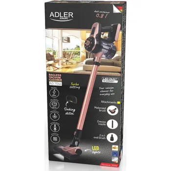 Vysavač Tyčový Vysavač Adler AD 7044 Turbo Bez sáčků, 3 Nástavce, Držáky, 250W