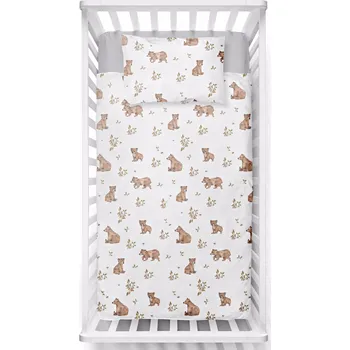 Příslušenství pro dětskou postel a kolébku 2-dílná sada do postýlky/postele + výplň Medvídci - 90X120 CM
