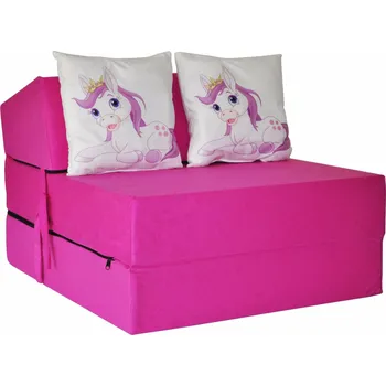 Křeslo Dětské rozkládací křeslo – jednobarevné 70x15x200 cm - Poník - Růžová
