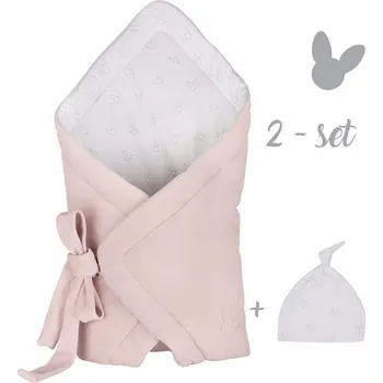 Zavinovačka Set Sametová Zavinovačka + čepice - Růžová