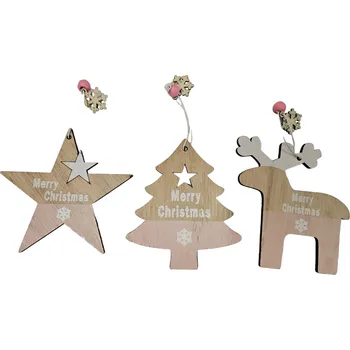 Vánoční dekorace Vánoční dřevěná dekorace Merry Christmas 12cm Rozbalev(n)o
