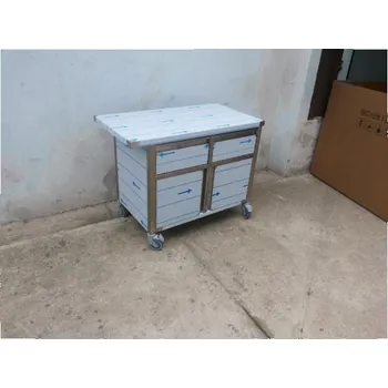 Dílenský stůl Nerezový pojízdný stůl s dvířky a šuplíky