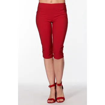 Dámské kalhoty Funkční úzké červené dámské 3/4 kalhoty 284 sil velikost S