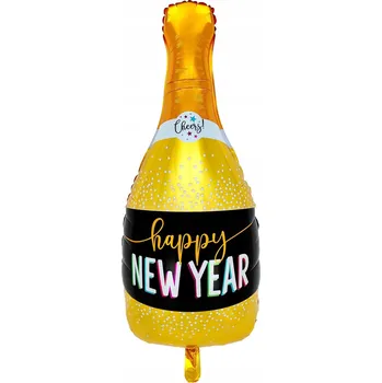 Balónek Fóliový balónek Láhev "Happy New Year" SILVESTR, NOVÝ ROK