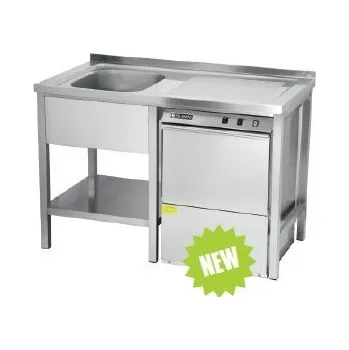 Dílenský stůl Dřez s prostorem pro vestavění myčky a policí D1L (1200 x 700 x 900 mm)