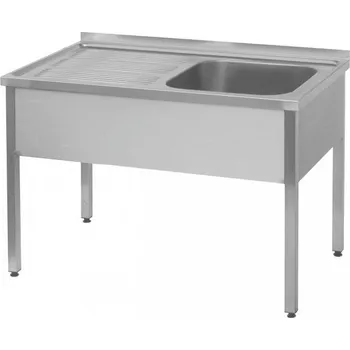 Nerezový dřez PMN - Výroba nerezového zařízení s.r.o. Nerezový mycí stůl s odkapovou plochou 1300 x 600 x 900 mm (pravý dřez 600 x 500 x 300 mm)