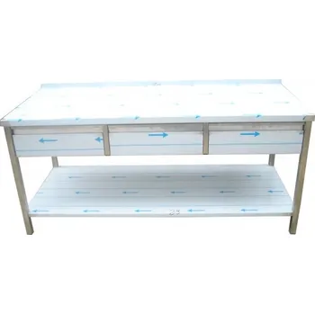 Dílenský stůl PMN - Výroba nerezového zařízení s.r.o. Nerezový pracovní stůl s policí, 3x šuplík 1800 x 800 x 900 mm