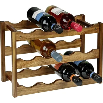 Stojan na víno Regál na víno z masivu akácie v přírodní barvě počet lahví 12 42x28x21 cm Fondi – Wenko ID_1778028