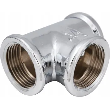 rozdělovač topení Aqbau t-rozdělovač mosazný s převlečnou maticí 3/4 palce pro vodovodní a topenářské instalace