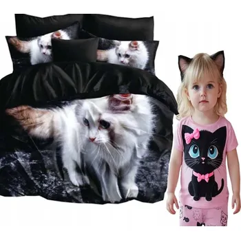 Povlečení Sada povlečení 160x200 + 2 povlaky na polštáře 3D vzor - realistické kotě / kočka