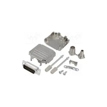 Elektrická zásuvka D-Sub PIN 15 zástrčka vidlice stíněný pájení na kabel černá