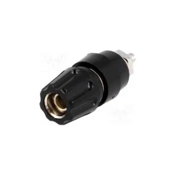 Elektrická zásuvka Zásuvka banánek 4mm 63A 60VDC Otv Ø9mm černá přišroubováním