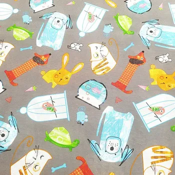 BYTEMA Dekorační látka DOMÁCÍ MAZLÍČCI šedá šíře 140 cm