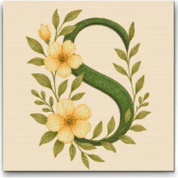 Diamantové malování Diamantové malování - Písmeno S - Květinový vzor Velikost: 50x50cm, Rámování: Pouze srolované plátno, Diamanty: Čtvercové