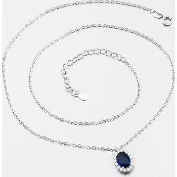 Náhrdelník Dámský náhrdelník stříbro 925 zirkon a safír SETST-15145 délka 42 cm