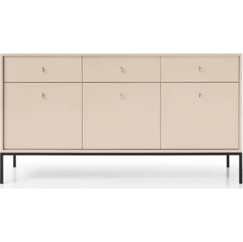 Komoda Elegantní písková komoda béžová 153 cm, moderní design, černý rám