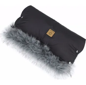 Příslušenství pro přepravu dětí Rukávník do kočárku s kožešinou - Černá/grafit