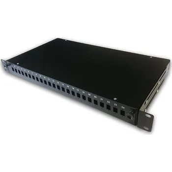 Patch panel Datacom 19" optická vana výsuvná 1U 24 SC simplex černá + kazeta