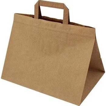 Nákupní taška Papírová taška hnědá Takeaway 280x170x270 mm s plochým uchem, odnosová taška