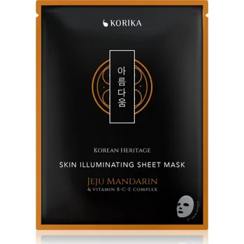 Pleťová maska KORIKA Korean Heritage Jeju Mandarin & Vitamin B-C-E Complex Skin Illuminating Sheet Mask rozjasňující plátýnková maska 25 g