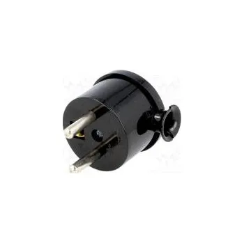 Elektrická zásuvka Konektor napájecí AC vidlice zástrčka 2P+PE 230VAC 16A černá