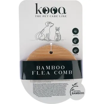 Kartáč pro zvířata kooa hřeben na blechy z bambusu 10x6,7x1cm kočka pes