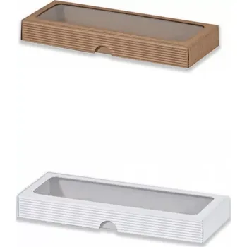 Krabička na výslužku Papírová krabička s průhledným okénkem 28,5x10,5x3 cm