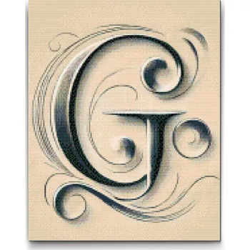 Diamantové malování Diamantové malování - Písmeno G Velikost: 30x40cm, Rámování: Pouze srolované plátno, Diamanty: Čtvercové