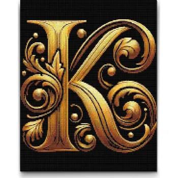 Diamantové malování Diamantové malování - Písmeno K Velikost: 40x50cm, Rámování: Pouze srolované plátno, Diamanty: Čtvercové