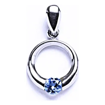 Přívěsek Zlatý přívěsek, bílé i žluté zlato, akvamarin zirkon 4,75 mm, VP 46