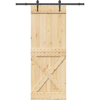 Vchodové dveře OMAXI Posuvné dveře s kováním 85 x 210 cm masivní borové dřevo 839053