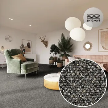 Koberec Metrážový koberec Breno NERO 97 Označení šíře role: 4 m