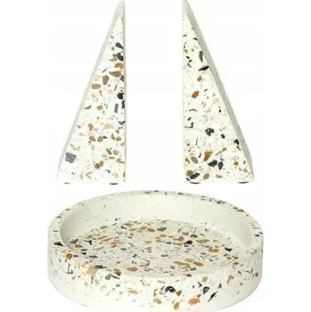 Obraz Sada Terrazzo: 2 podpěrky na knihy + miska na drobnosti