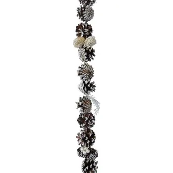Věnec Vánoční dekorace girlanda z šišek hnědo-bílá, 6x6x140 cm