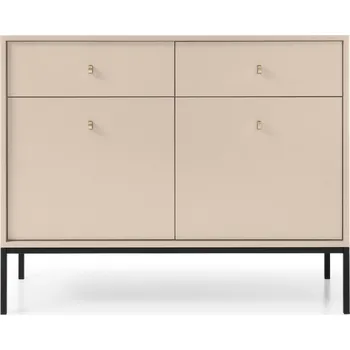 Komoda Elegantní písková komoda béžová 83 x 103 cm, moderní design, černý rám