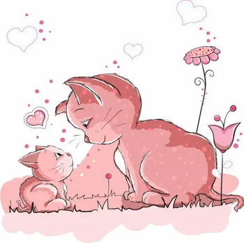 Samolepící dekorace Kočička a koťátko samolepka na zeď - M