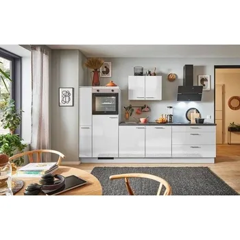 Kuchyňská linka Kuchyňská linka se spotřebiči, dřezem a dřezovou baterií Naturel 300x60x92 cm mat světle šedá lesklá 509PKW5300GAL