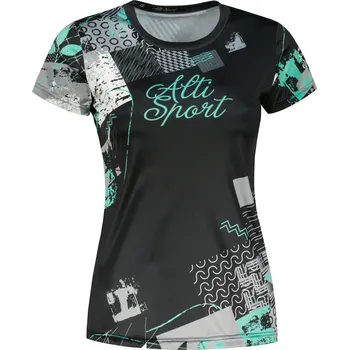 Dámské funkční triko premium ALTISPORT VOJ/ALW009TR01 ČERNÁ/TYRKYSOVÁ XL