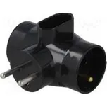 Konektor napájecí AC rozbočka 2P,2P+PE černá Výst 3x zásuvka