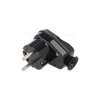 Elektrická zásuvka Konektor napájecí AC vidlice zástrčka 2P+PE 250VAC 16A černá