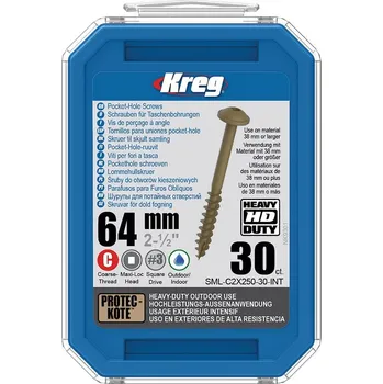 Šroub Kreg Protec-Kote Maxi-Loc HD Šrouby pro skryté spoje - 64 mm, hrubý závit, 30 ks
